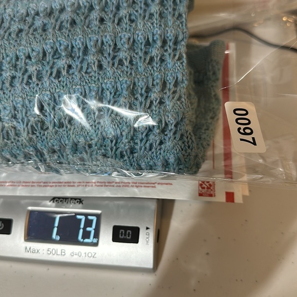 Sigrid Olsen Knit Crochet Cardigan Blue Sky Large Women’s - Picture 8 of 8